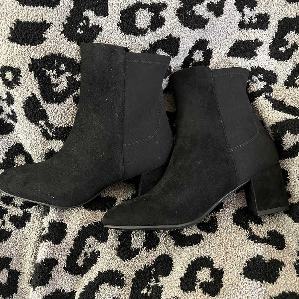 Stuart Weiztman Black Suede Booties - 6, 36 NWOT - image 3