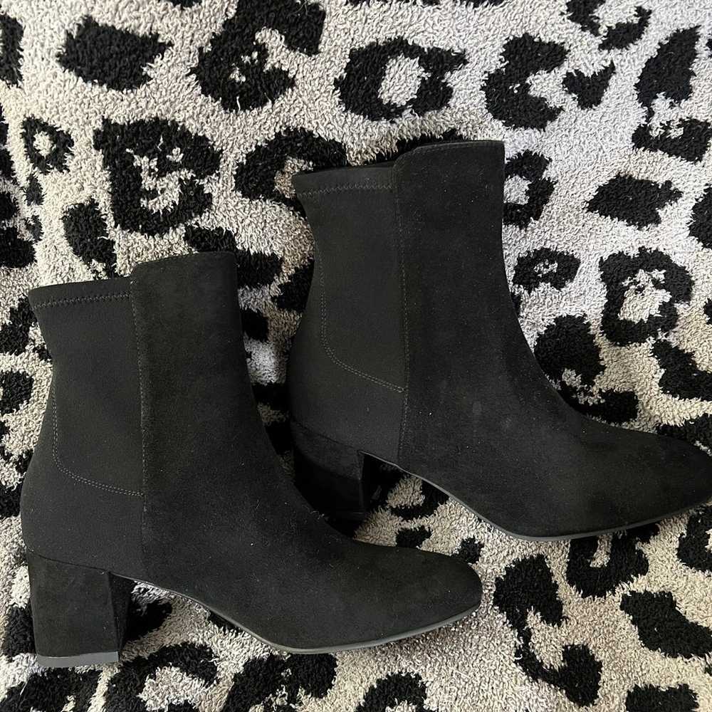 Stuart Weiztman Black Suede Booties - 6, 36 NWOT - image 4