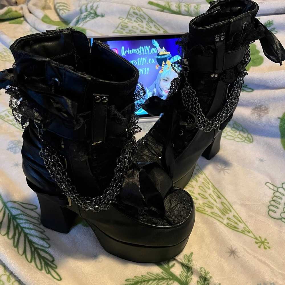 Demonia black lace chain boots - image 1