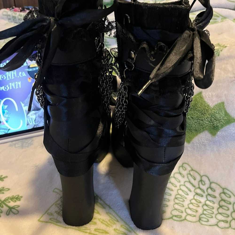 Demonia black lace chain boots - image 3