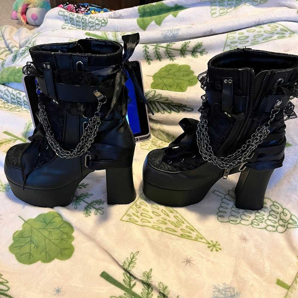 Demonia black lace chain boots - image 4