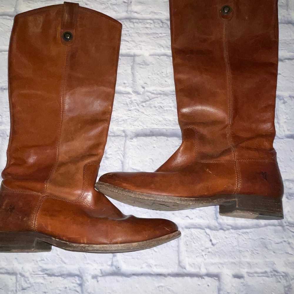 FRYE MELISSA BUTTON TALL BOOT SZ 8.5 cognac chest… - image 2