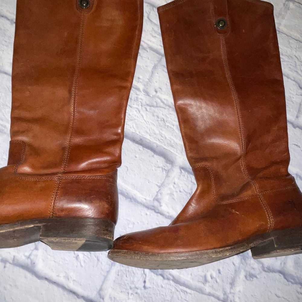 FRYE MELISSA BUTTON TALL BOOT SZ 8.5 cognac chest… - image 7