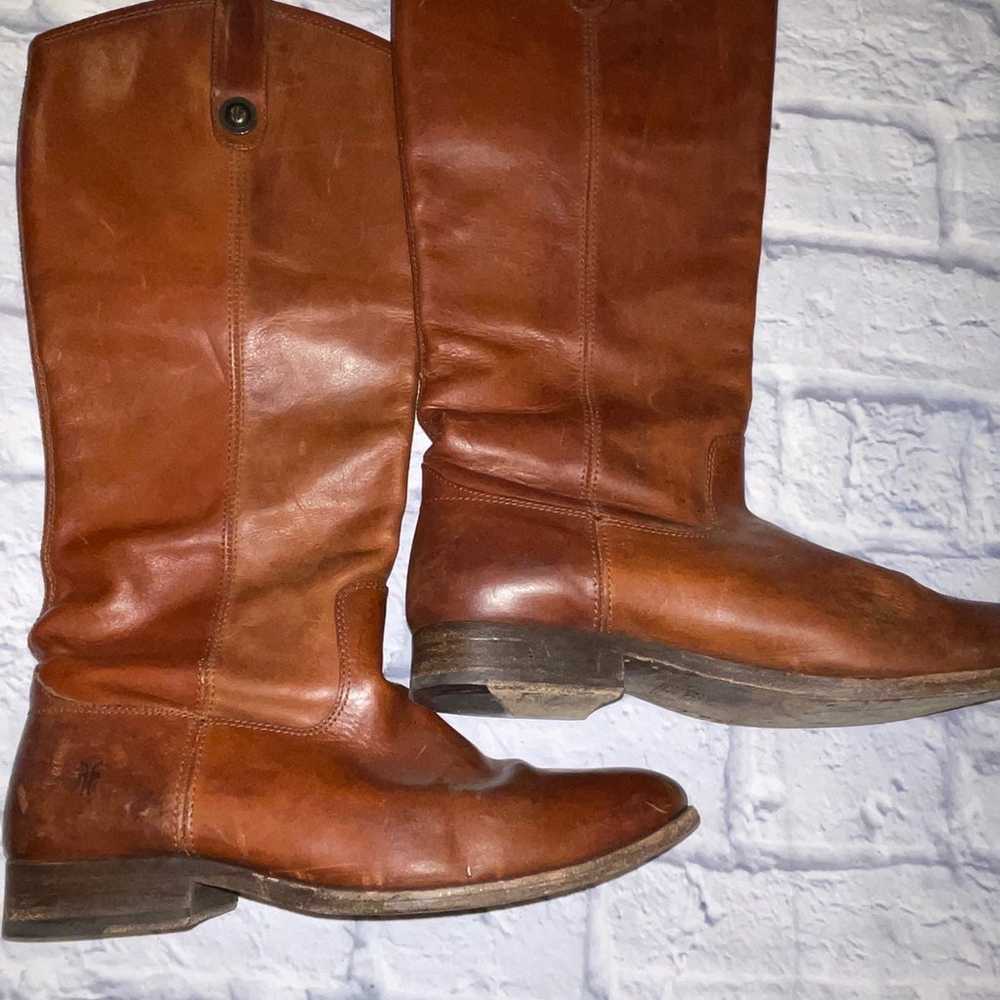 FRYE MELISSA BUTTON TALL BOOT SZ 8.5 cognac chest… - image 8