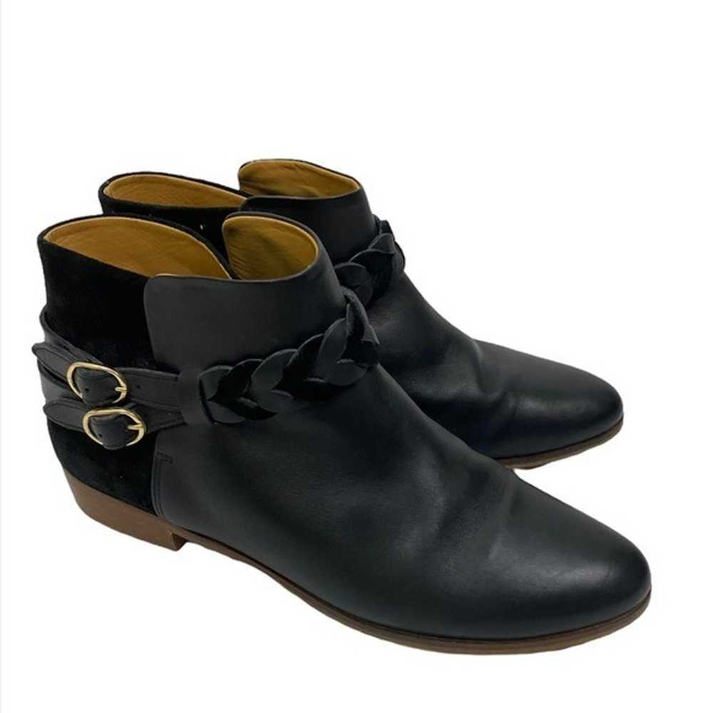 Sezane LOW SAM BOOTS Black Leather Breaded Ankle … - image 1