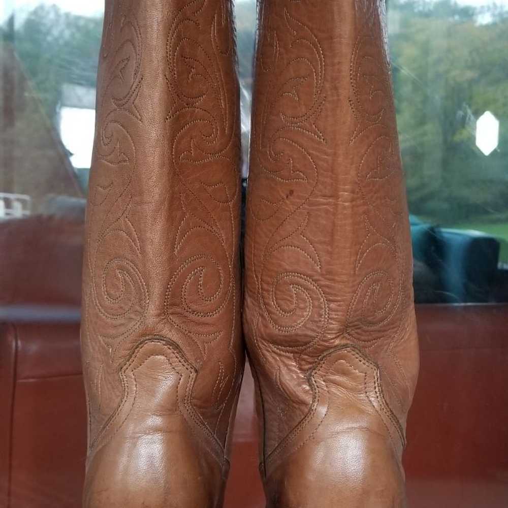 Pretty Tall Vintage Frye Western Knee High Boot 9… - image 4