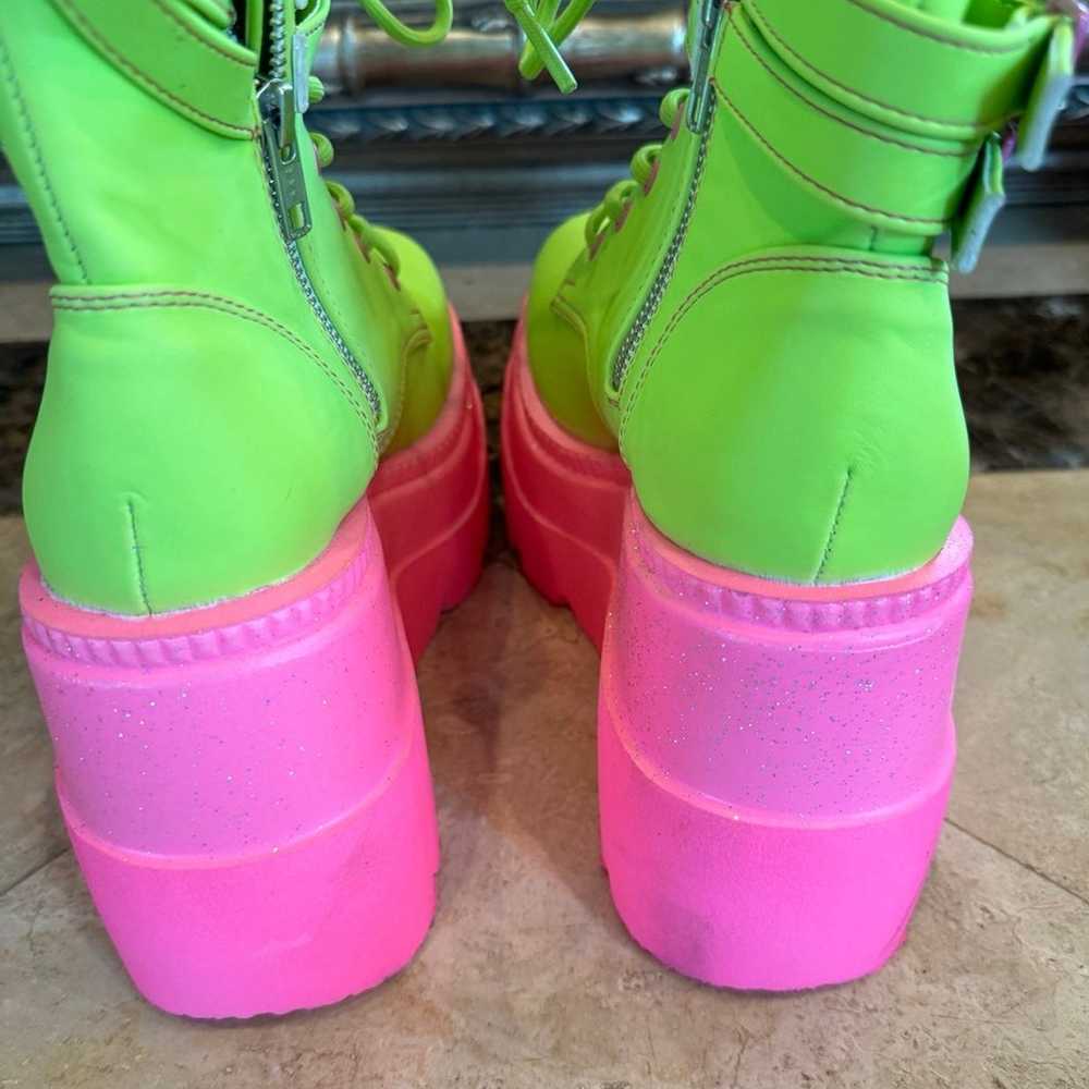 New Demonia Pink/ Lime Green Boots… - image 4