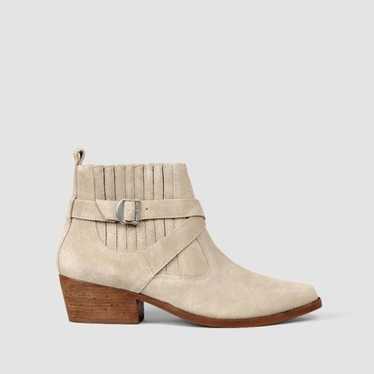 All Saints Quentin Western soft suede buckled ankl