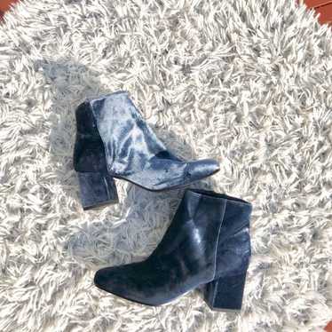 Via Spiga Blue Maury Velvet Booties