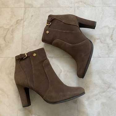 Tory Burch Milan Suede Heeled Bootie Ankle Boots … - image 1