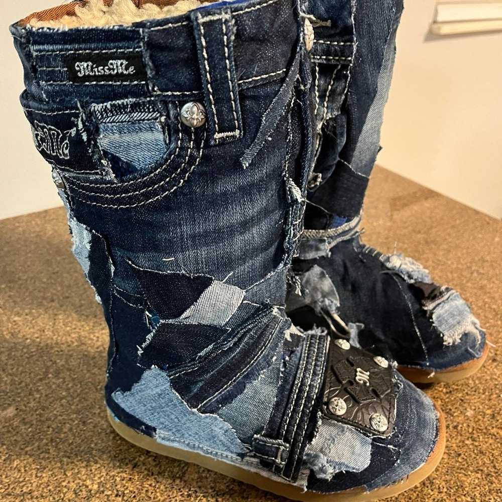 Distressed jean covered boots - image 2