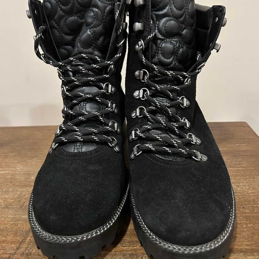 COACH Black Suede Lorren Lace Up Booties - image 2