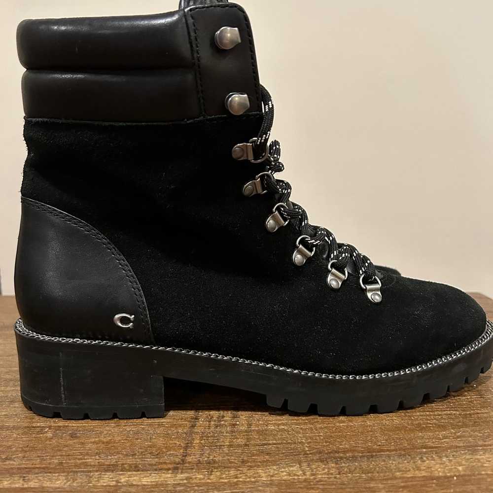 COACH Black Suede Lorren Lace Up Booties - image 3