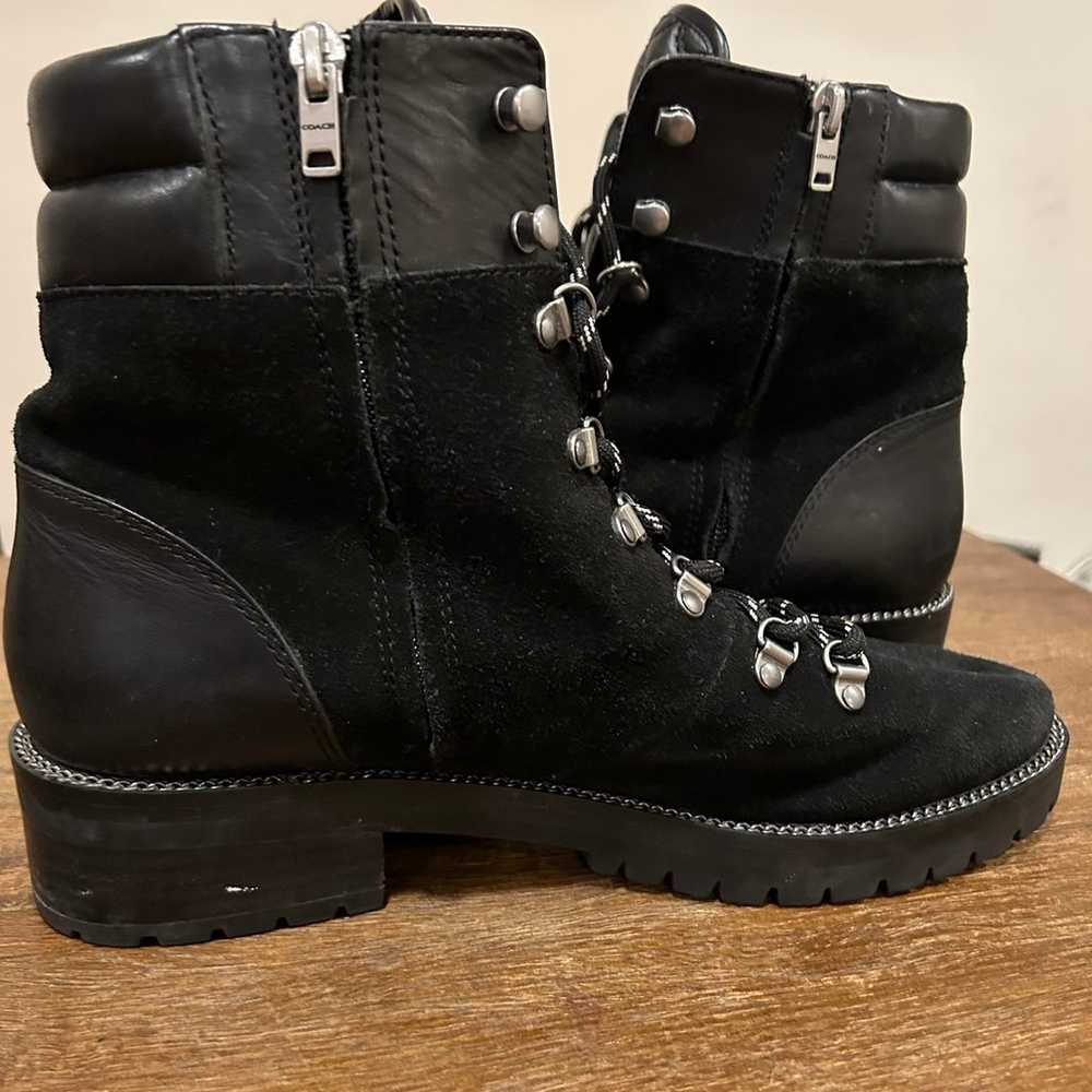 COACH Black Suede Lorren Lace Up Booties - image 5