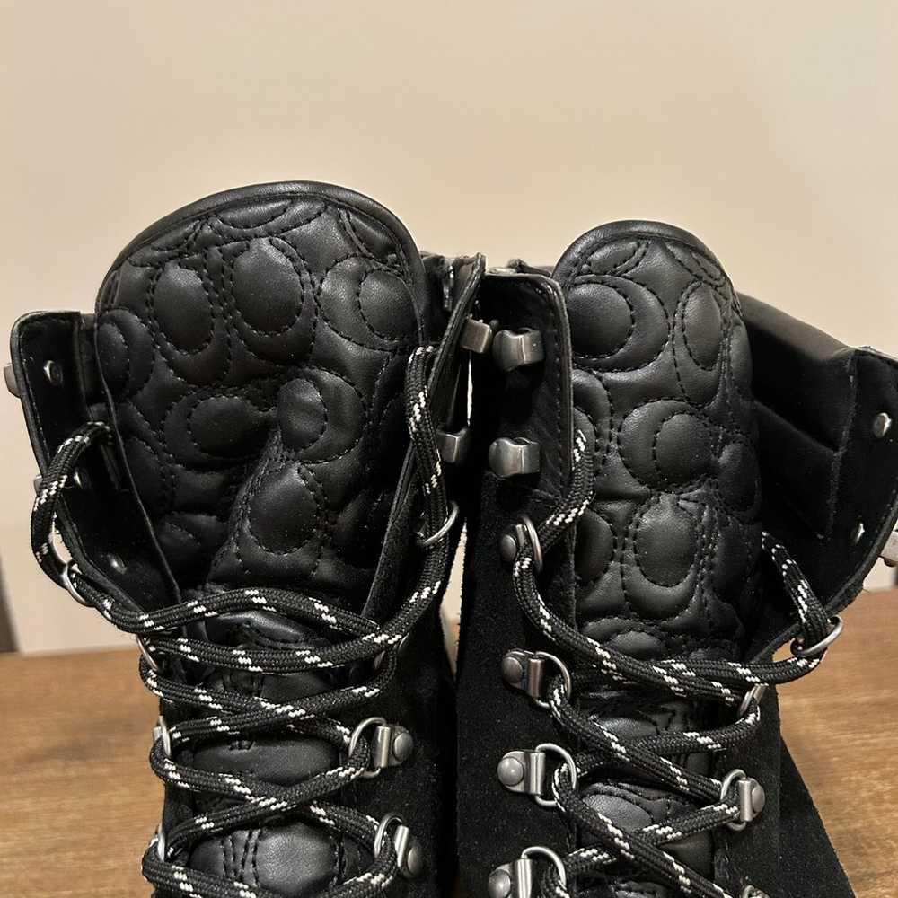 COACH Black Suede Lorren Lace Up Booties - image 6