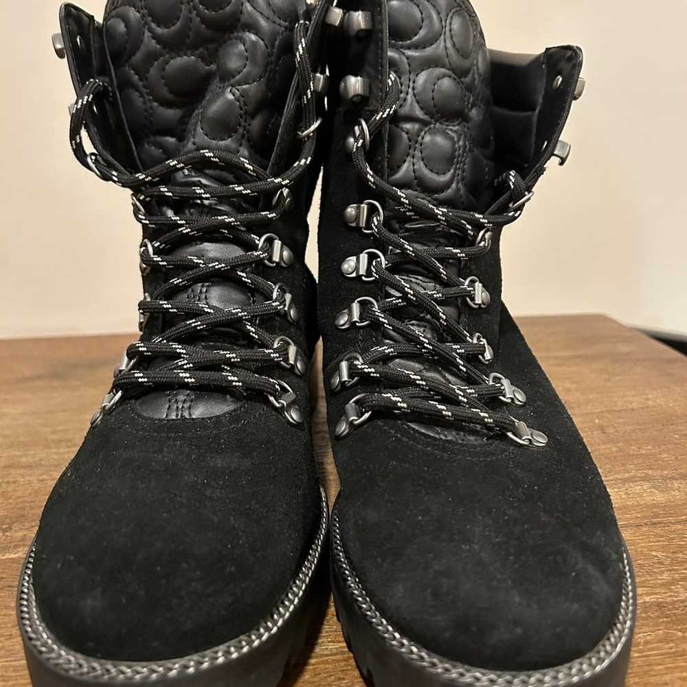 COACH Black Suede Lorren Lace Up Booties - image 7