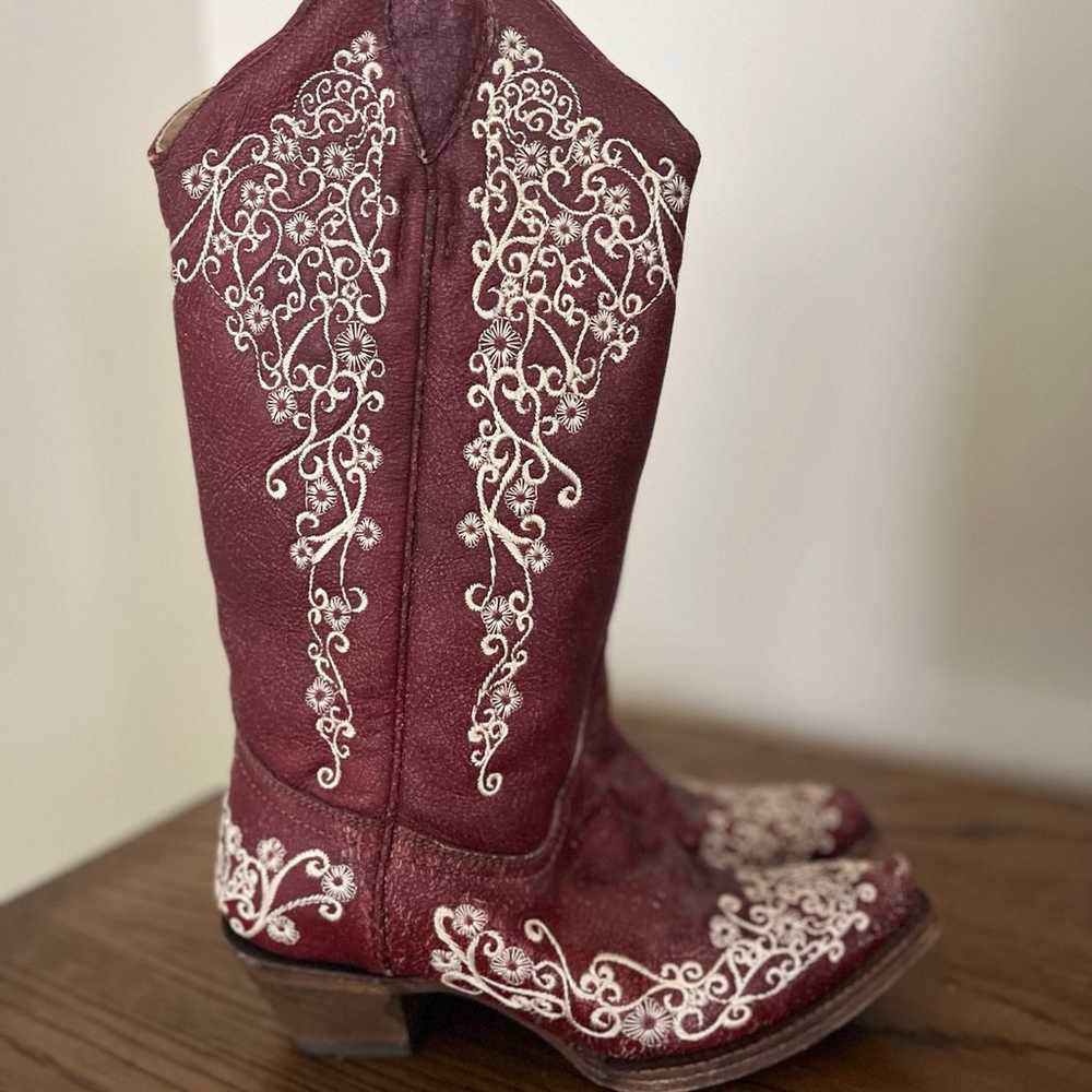 Deep Red Corral Boots Size 6 - image 1