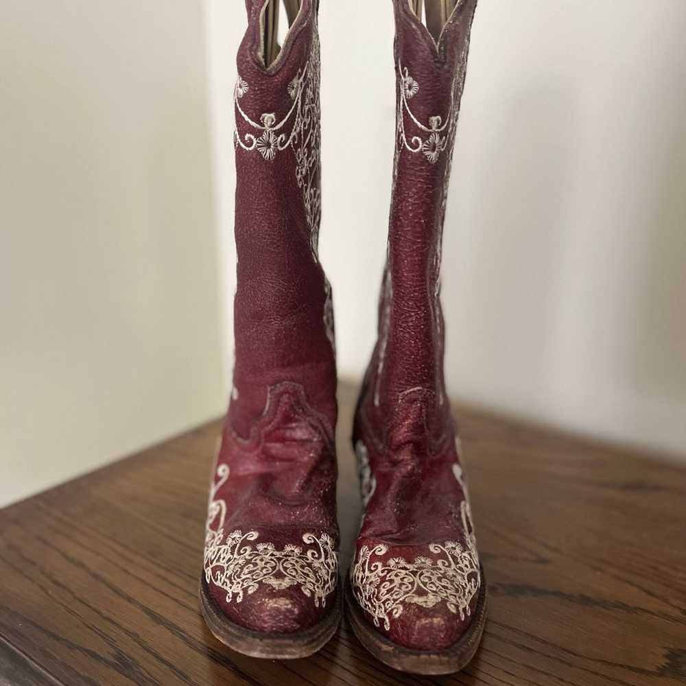 Deep Red Corral Boots Size 6 - image 2