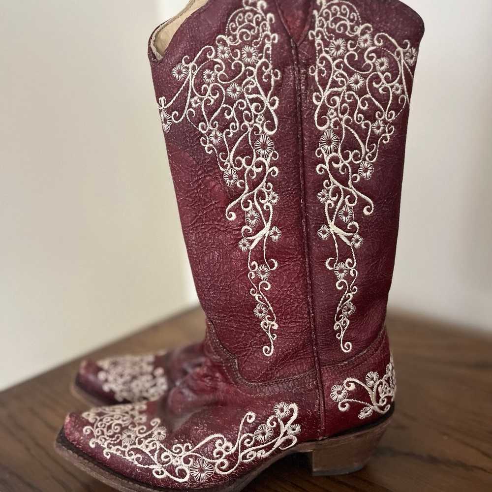 Deep Red Corral Boots Size 6 - image 3