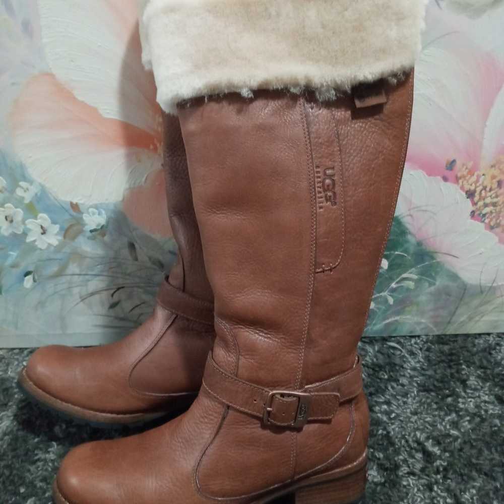 New UGG Langley Waterproof Leather Boots Chestnut… - image 11