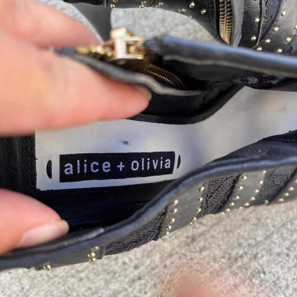 Alice + Olivia Calissa Leather Studded Lace Booti… - image 6