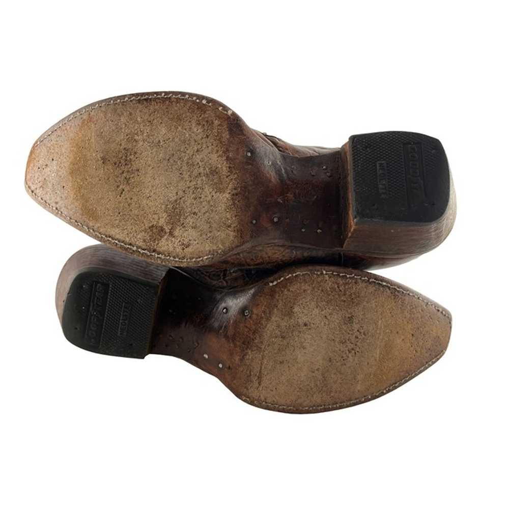 Ladies Corral Brown & Green Leather Snip Toe West… - image 6