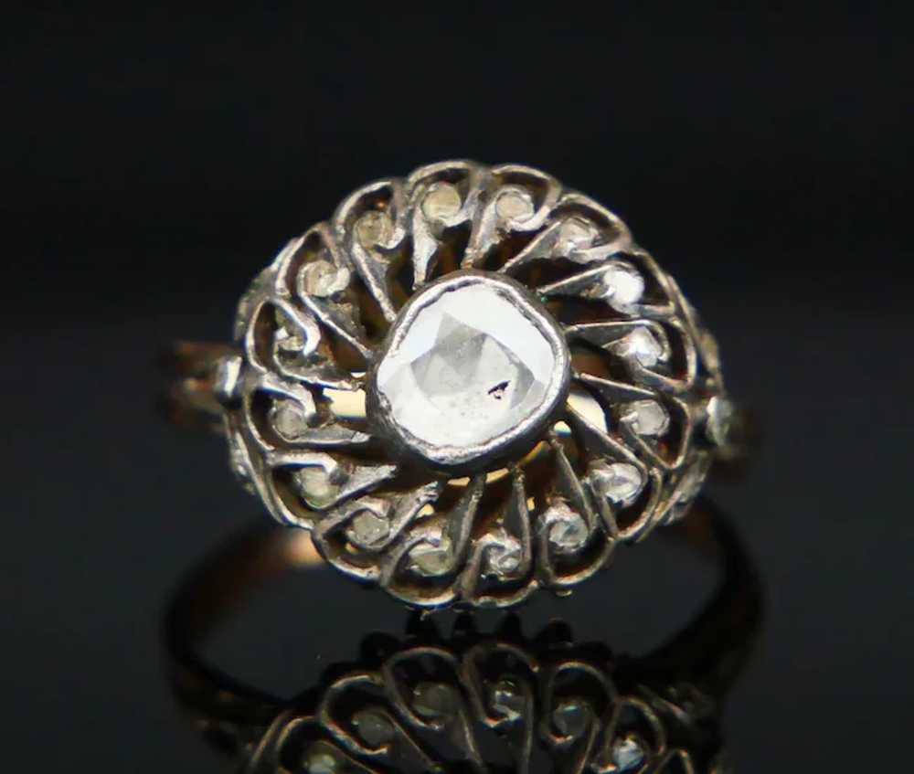 Antique German Ring 1.4ctw old cut Diamonds solid… - image 2