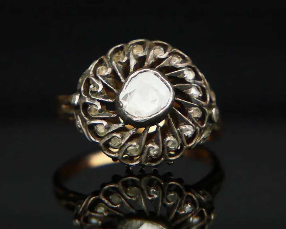 Antique German Ring 1.4ctw old cut Diamonds solid… - image 3