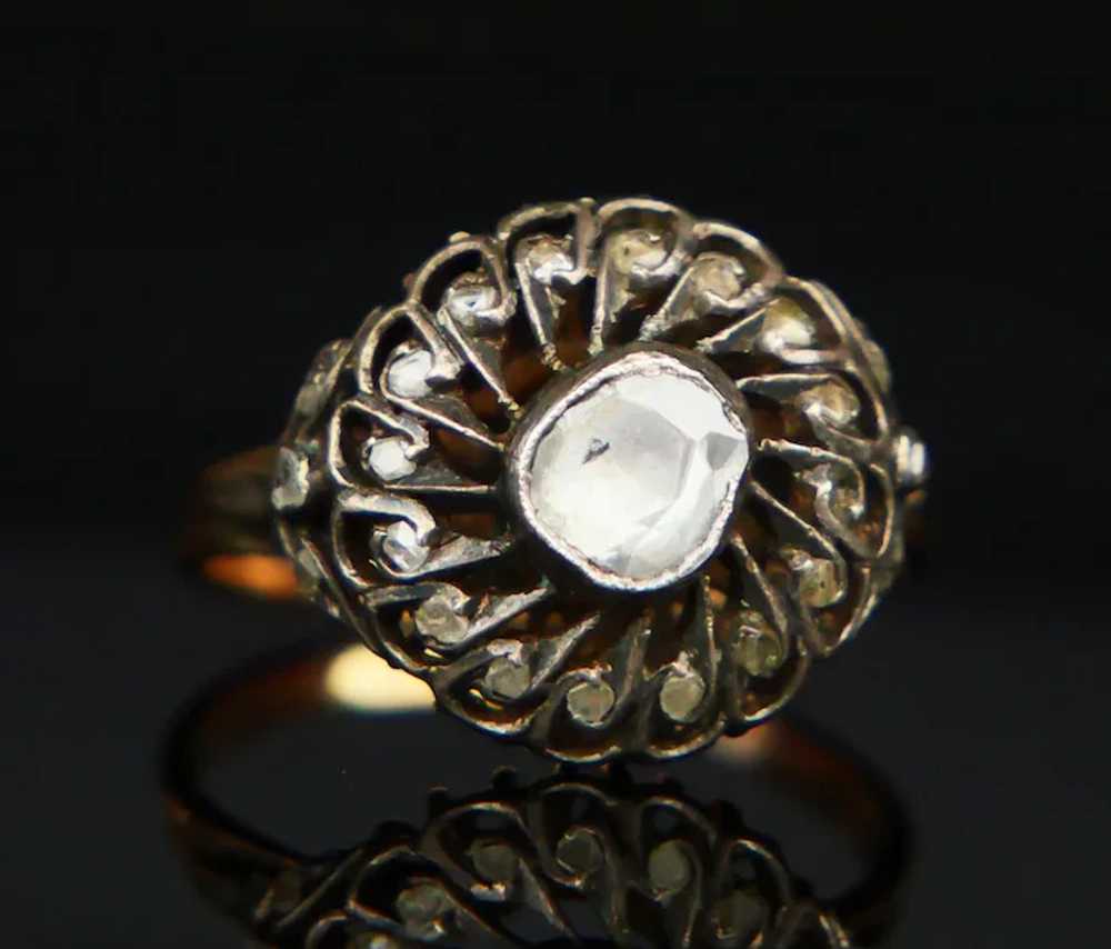 Antique German Ring 1.4ctw old cut Diamonds solid… - image 5