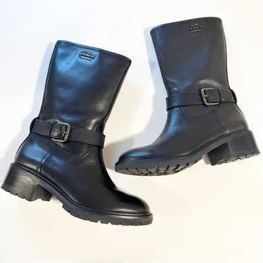 Coach Genie Mid-Shaft Leather Moto Boots