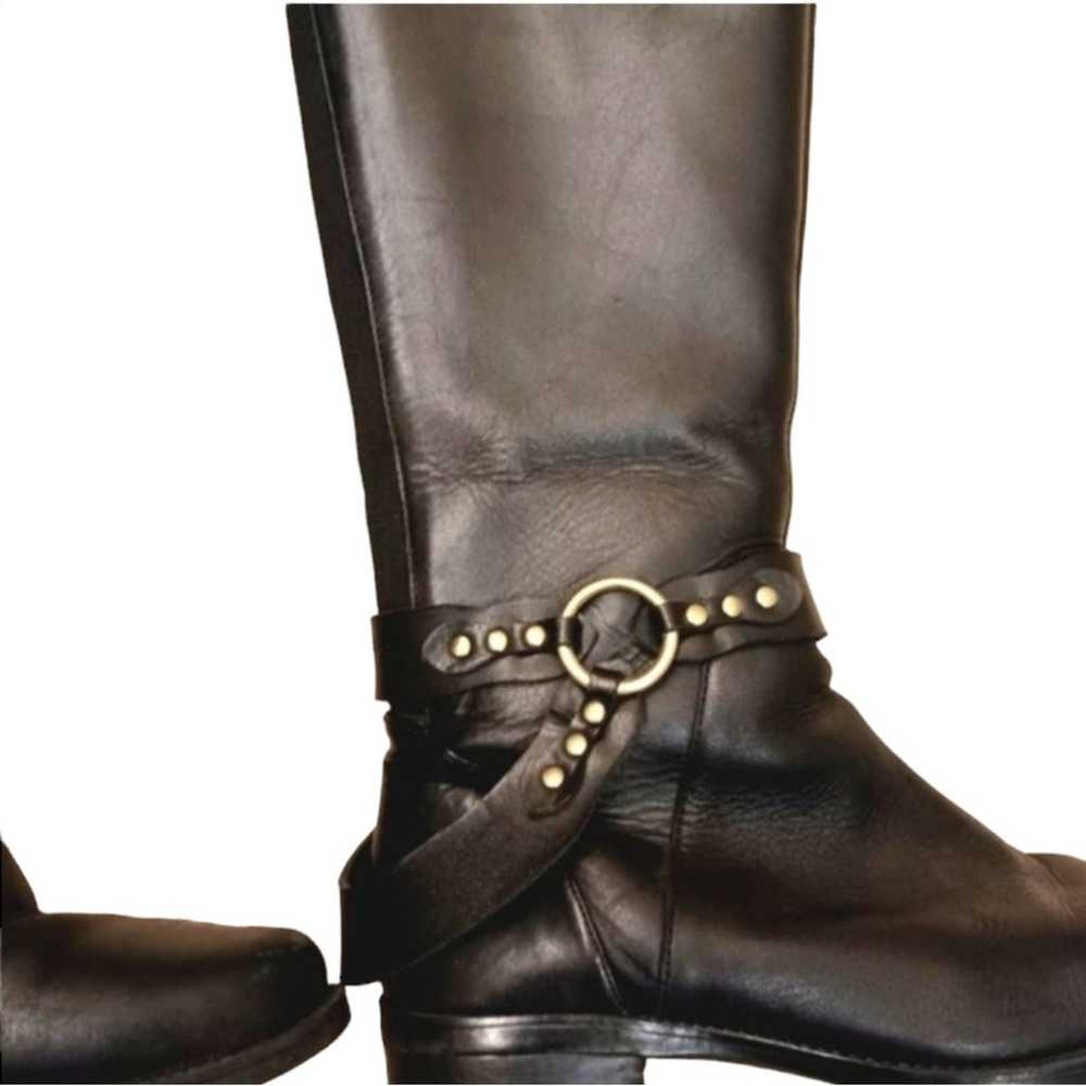 ELLEN TRACY Leather Riding Boots Sz 7.5 BLACK Low… - image 2