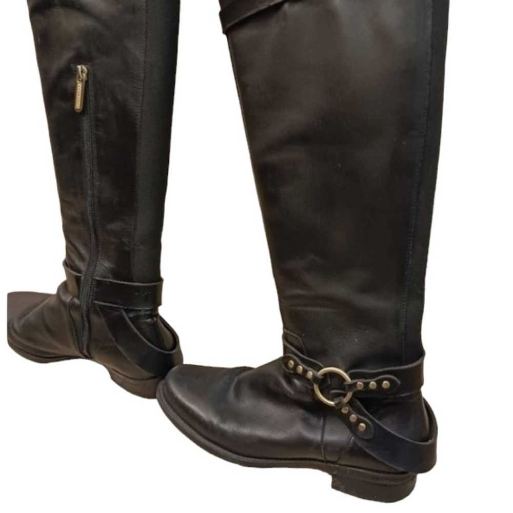 ELLEN TRACY Leather Riding Boots Sz 7.5 BLACK Low… - image 3