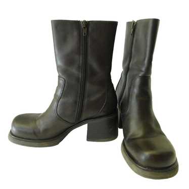 Y2K Steve Madden Brown Leather Boots 90s Chunky P… - image 1