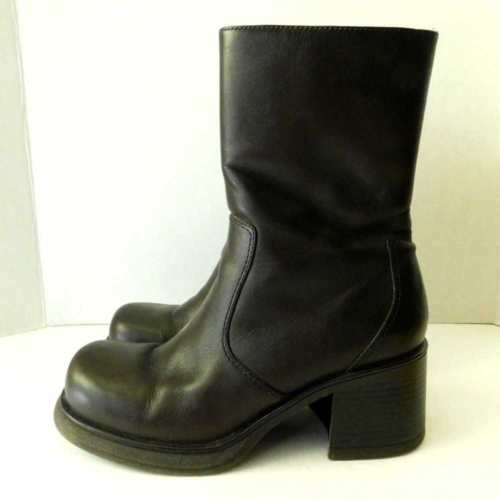 Y2K Steve Madden Brown Leather Boots 90s Chunky P… - image 2