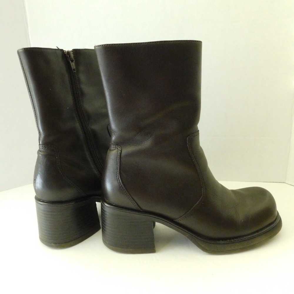Y2K Steve Madden Brown Leather Boots 90s Chunky P… - image 4