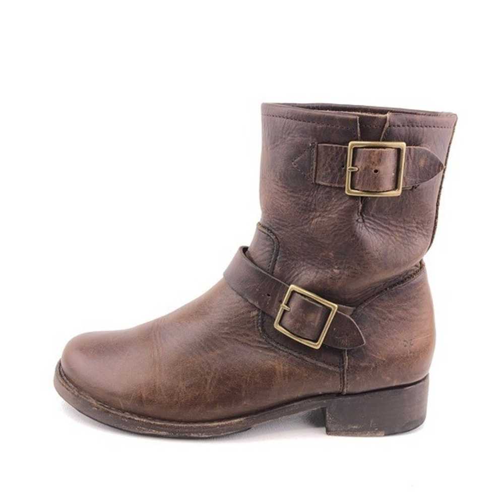 Frye Vicky Engineer Brown Leather Moto Boots 9.5B - image 1