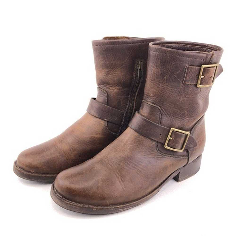 Frye Vicky Engineer Brown Leather Moto Boots 9.5B - image 3