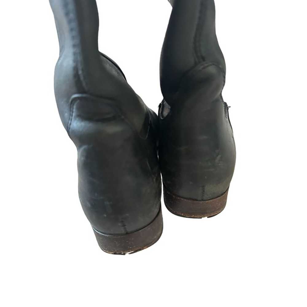 FRYE Vintage Black Leather Knee High Boots Size 9… - image 2