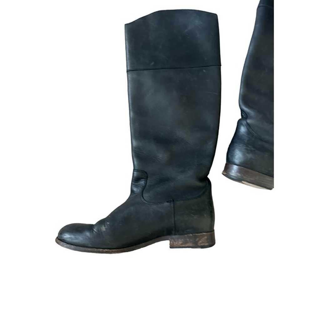 FRYE Vintage Black Leather Knee High Boots Size 9… - image 3