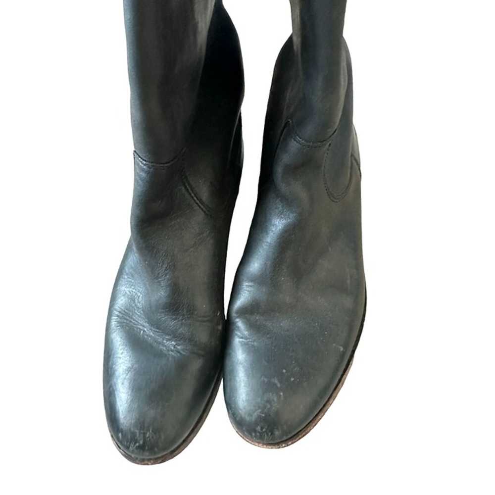 FRYE Vintage Black Leather Knee High Boots Size 9… - image 4