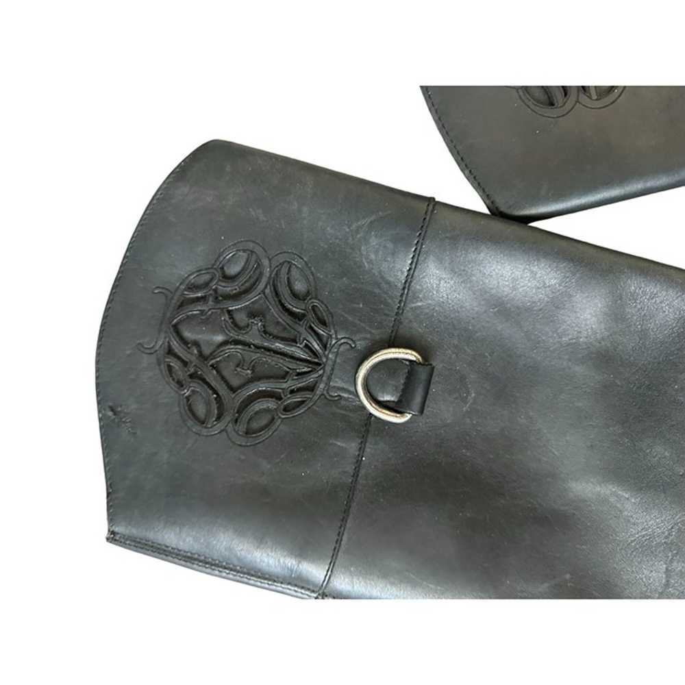 FRYE Vintage Black Leather Knee High Boots Size 9… - image 5