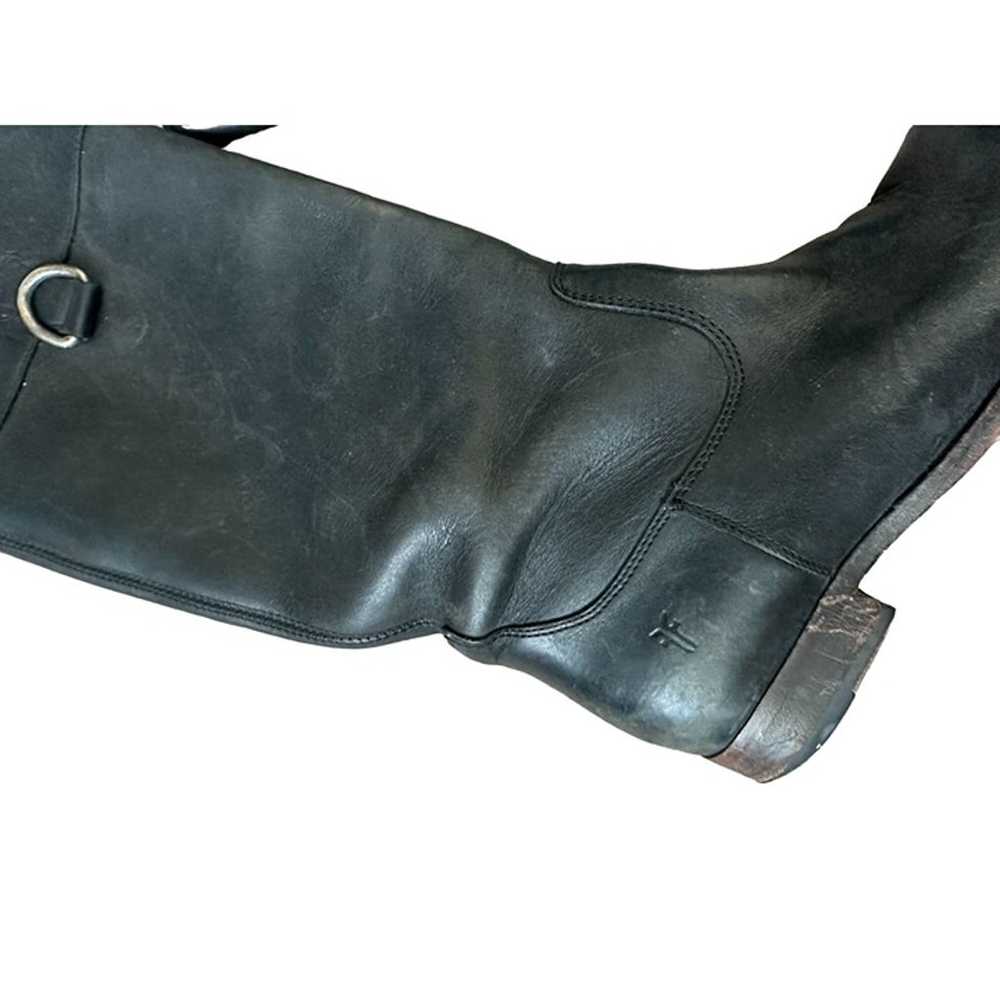 FRYE Vintage Black Leather Knee High Boots Size 9… - image 6