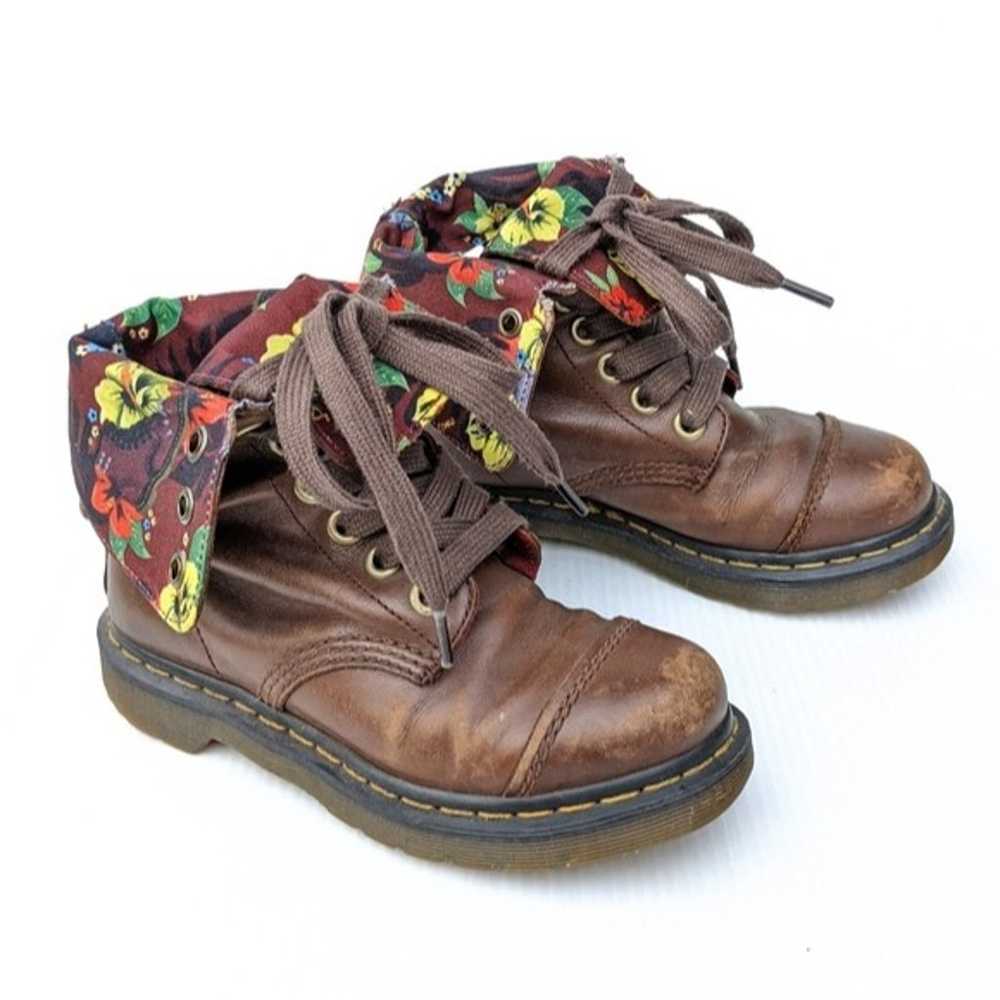 DOC MARTENS Aimilita Burgandy Hawaiian Floral Lin… - image 1