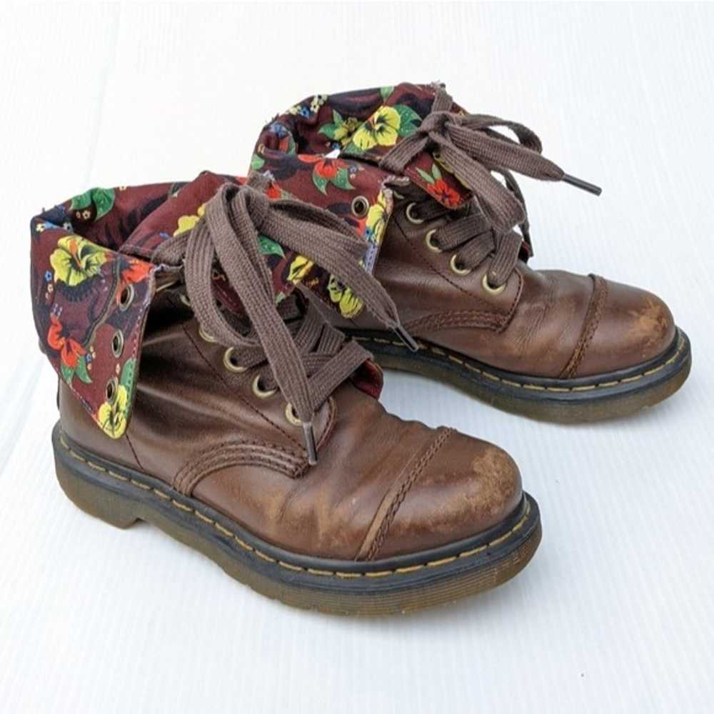 DOC MARTENS Aimilita Burgandy Hawaiian Floral Lin… - image 8