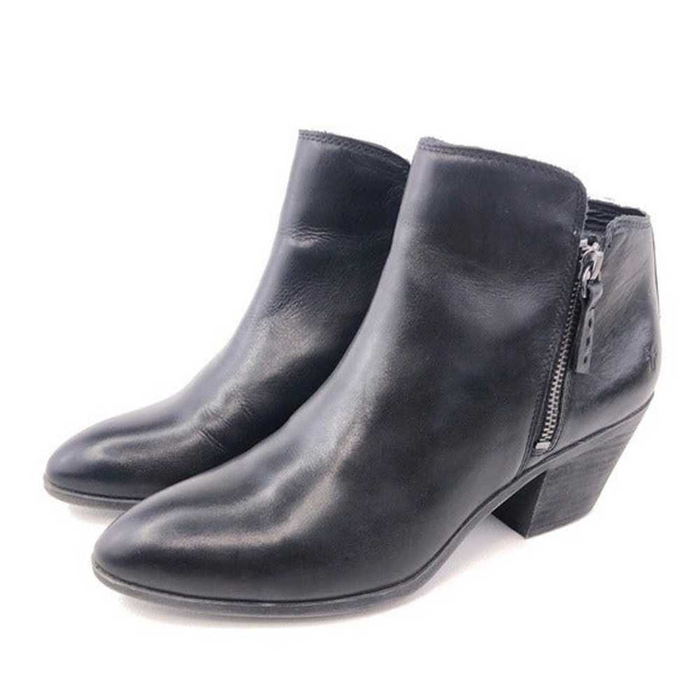 Frye Judith Black Leather Zip Ankle Booties 8.5M - image 3