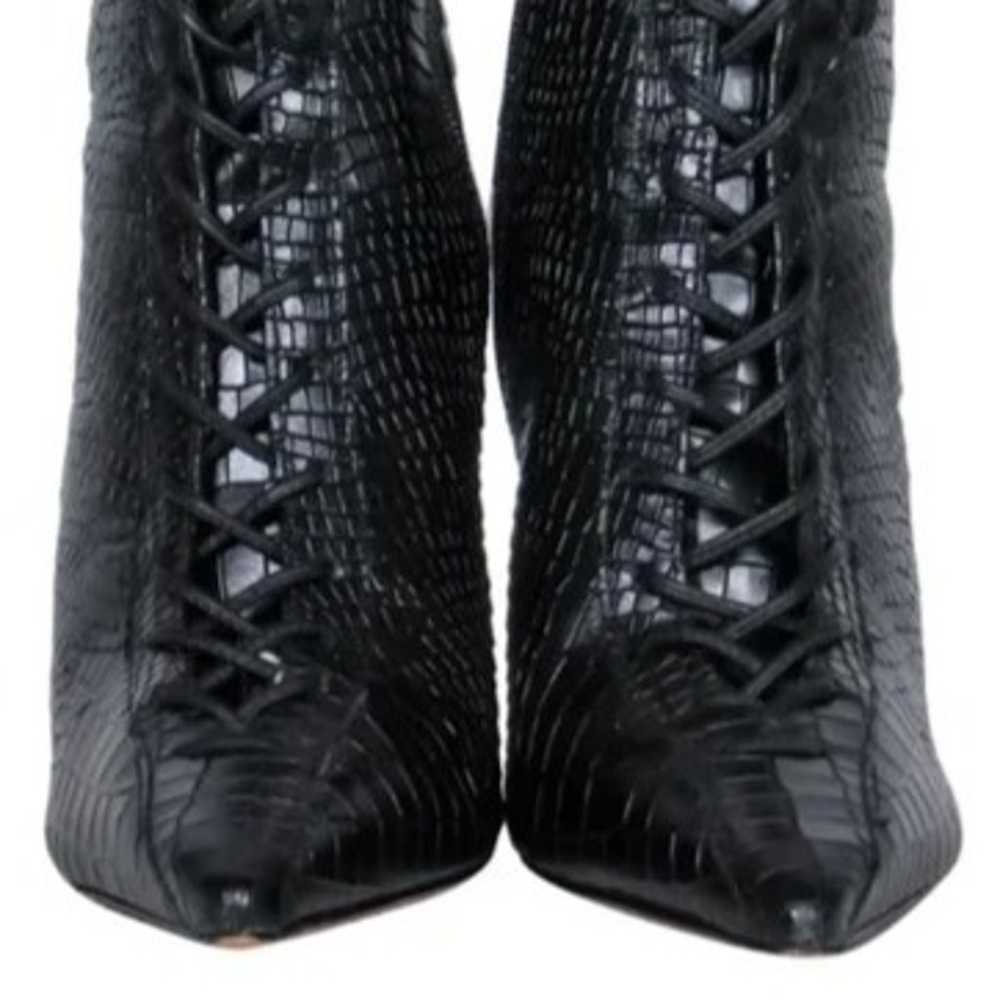 Schutz - Black Leather Reptile Embossed Lace-Up S… - image 3