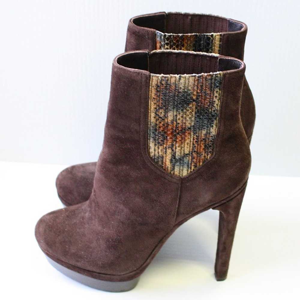 Rachel Zoe Brown Audrey Suede and Snakeskin Platf… - image 1