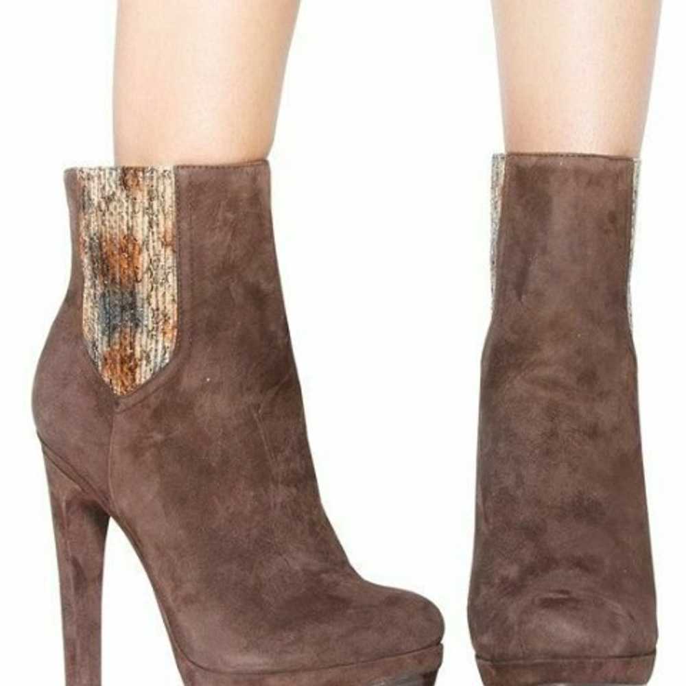 Rachel Zoe Brown Audrey Suede and Snakeskin Platf… - image 2