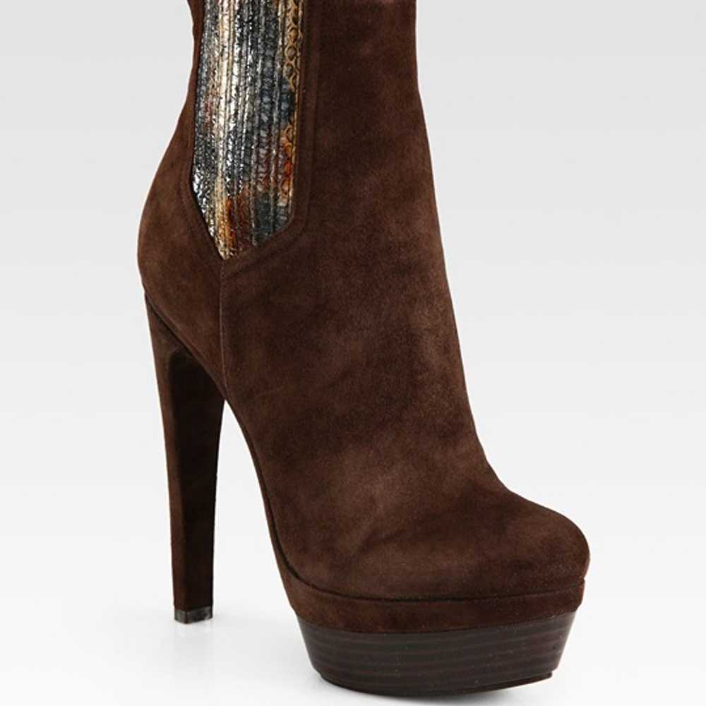 Rachel Zoe Brown Audrey Suede and Snakeskin Platf… - image 3