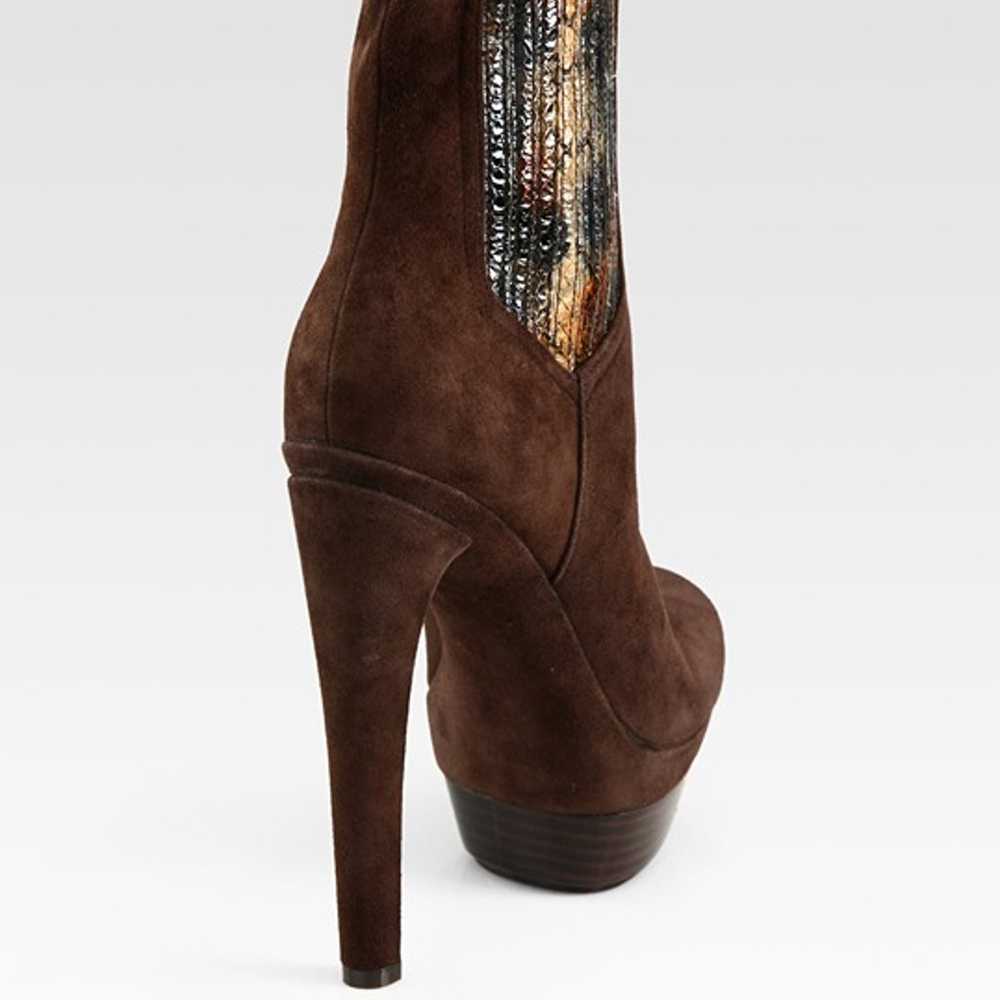 Rachel Zoe Brown Audrey Suede and Snakeskin Platf… - image 4